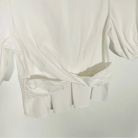 NEW Veronica Beard Arvilla Top White Criss Cross Preppy Coastal Modest Peplum - Picture 6 of 8